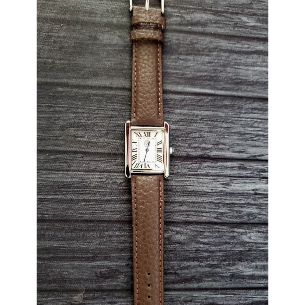 Pierre Lucerne 1888 Must Tank Style Mens Dress Watch Swiss Inspired Brown Band - Picture 9 of 16
